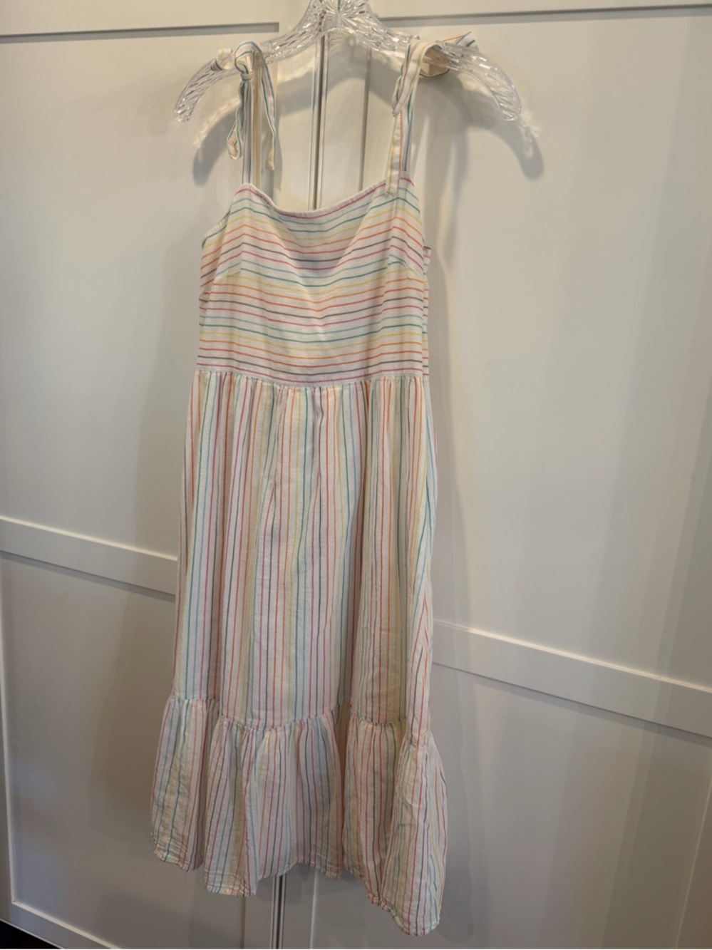 Gap Cream and Rainbow Stripes Spaghetti Strap Summer Dress Size XS PETITE